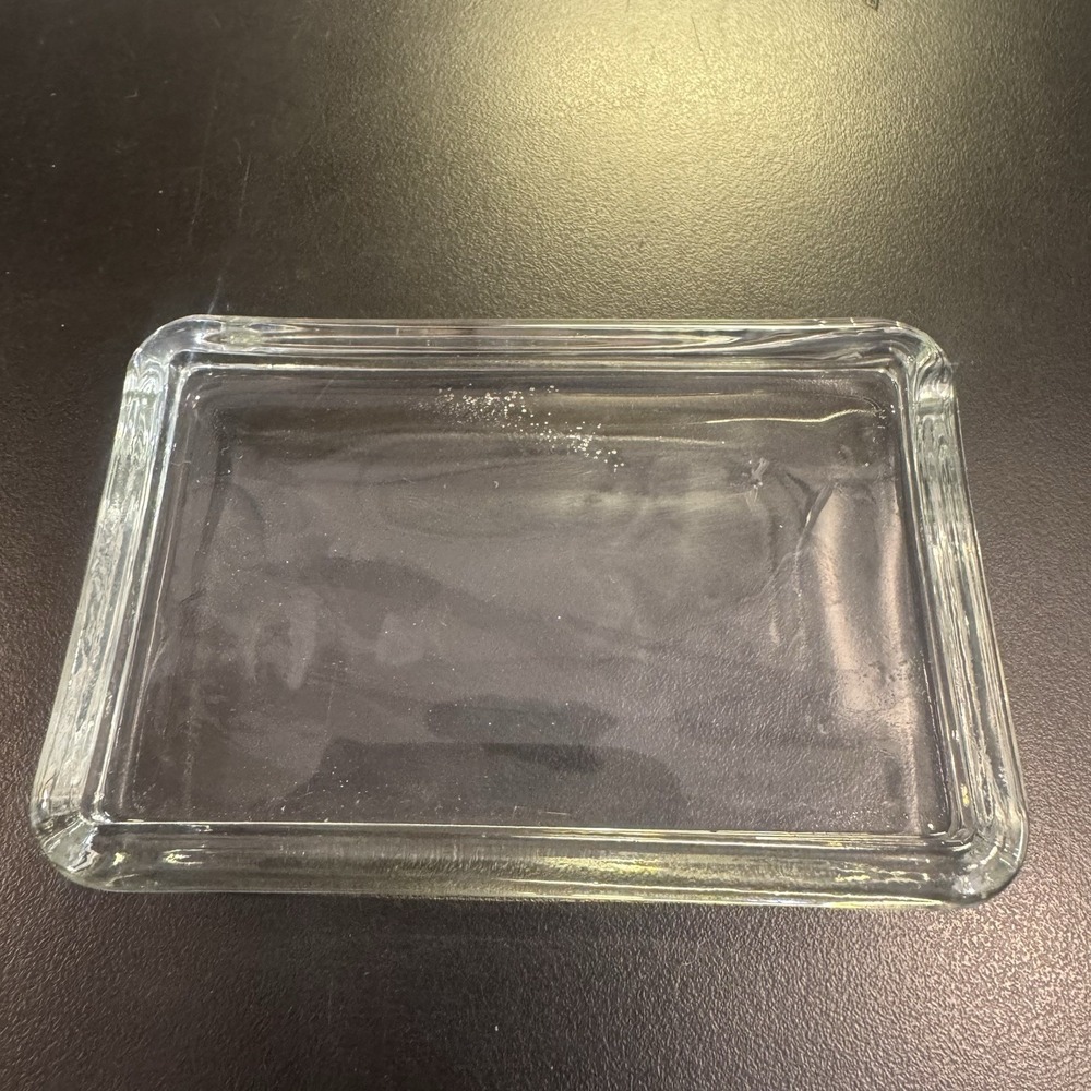 Vintage Rectangular Glass Paperweight Recessed for Picture 4.5" x 2.75" x 1 "